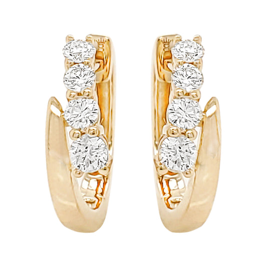 14K Solid Gold Diamond Hoop Earrings: Dainty Fine Jewelry