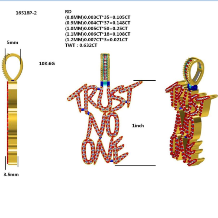 16518P 10K GOLD PENDANT WITHOUT CHAIN WITH DIAMOND