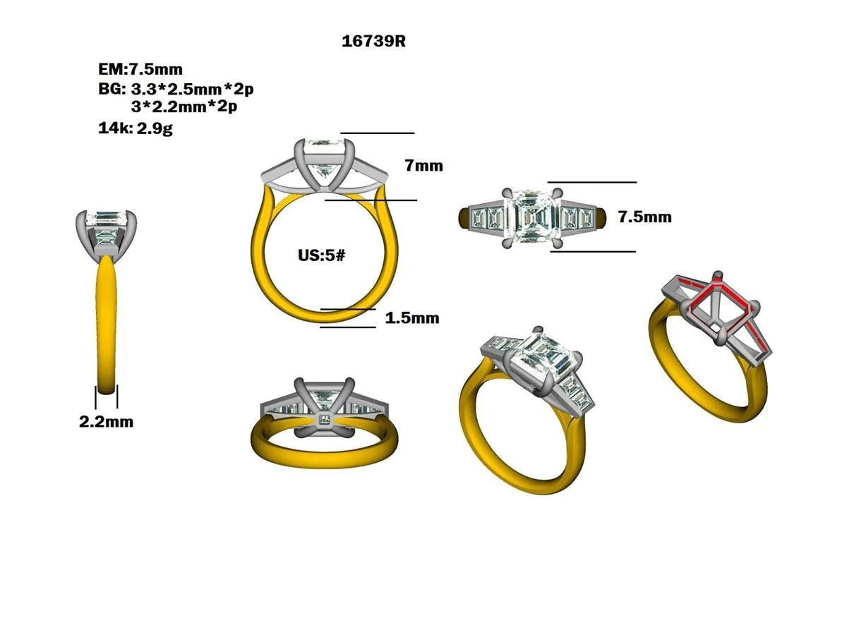 16739R Ring With Diamond & Gemstone