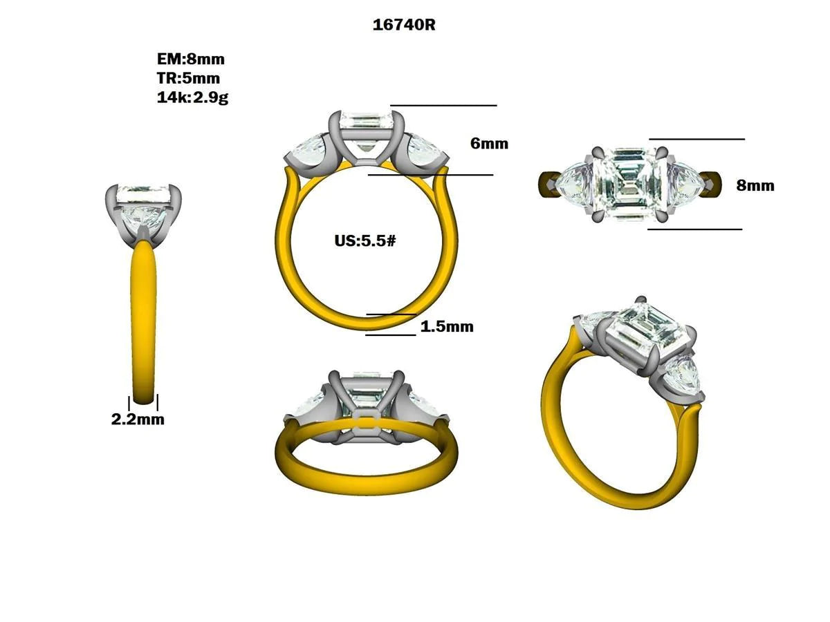 16740R Ring With Diamond & Gemstone