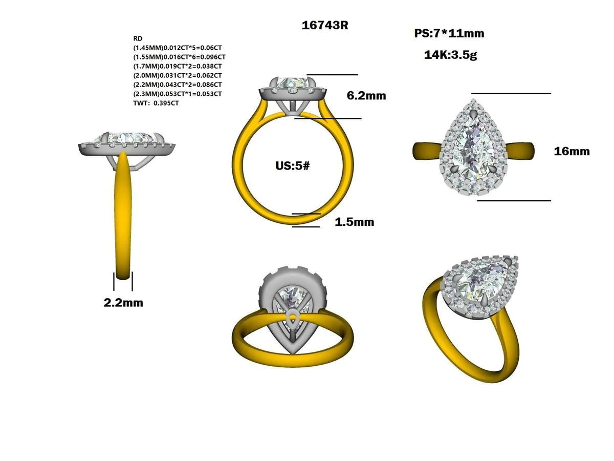 16743R Ring With Diamond & Gemstone