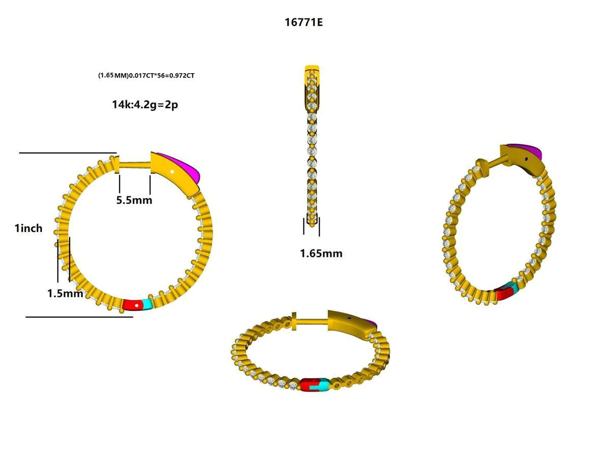 16771E-1CT Earring With Diamond