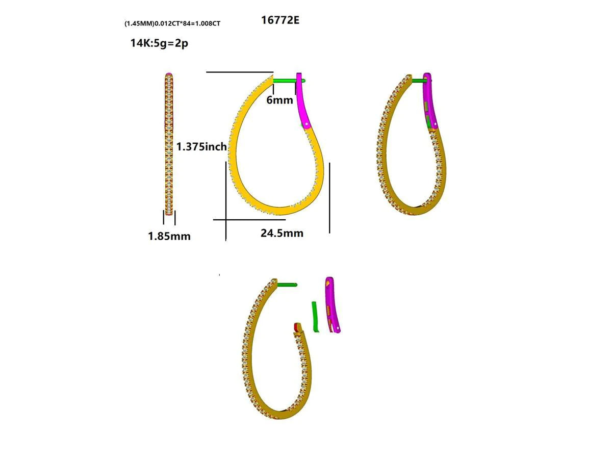 16772E-1CT Earring With Diamond