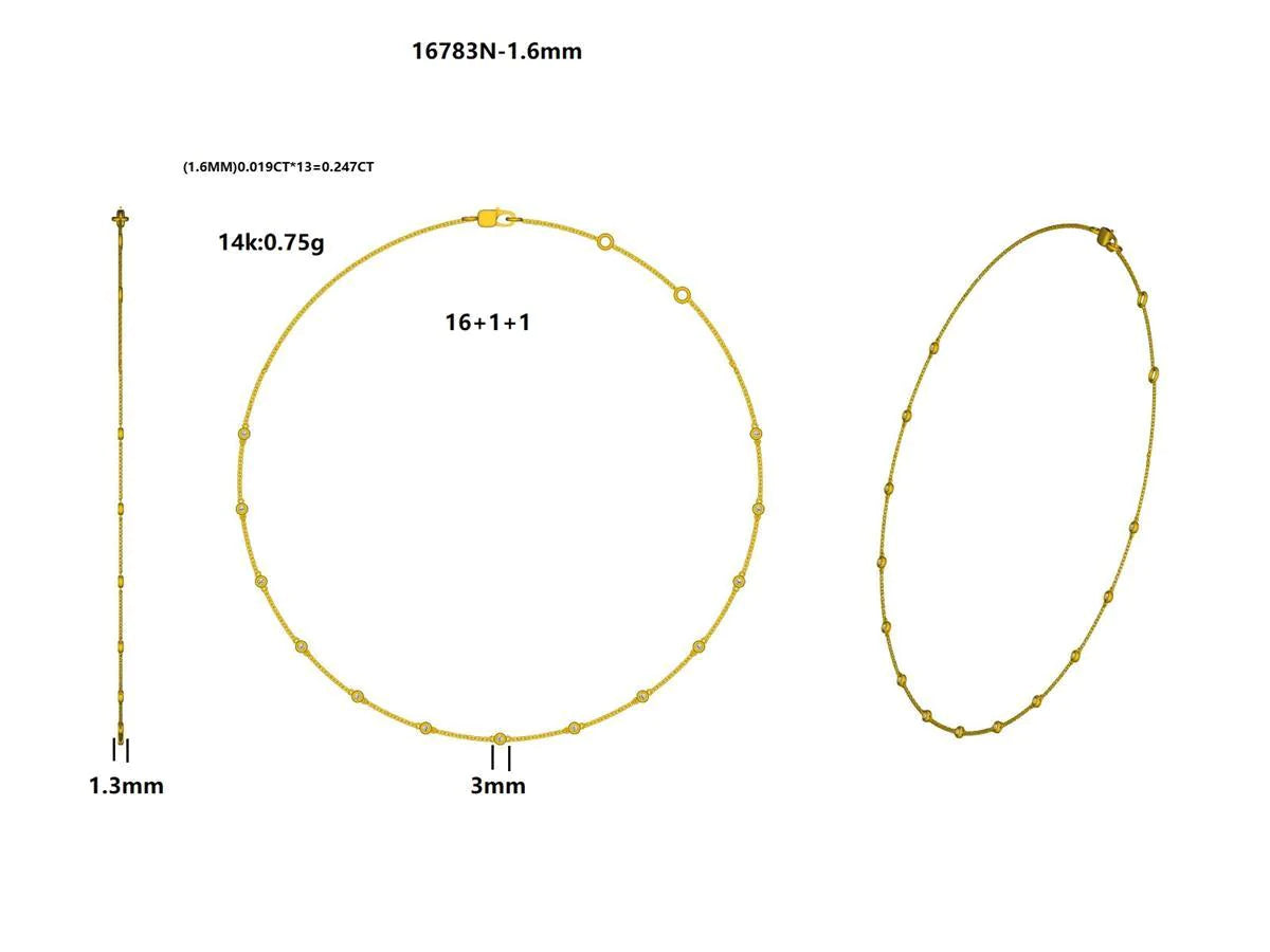 16783N-1.6MM Necklace With Diamond