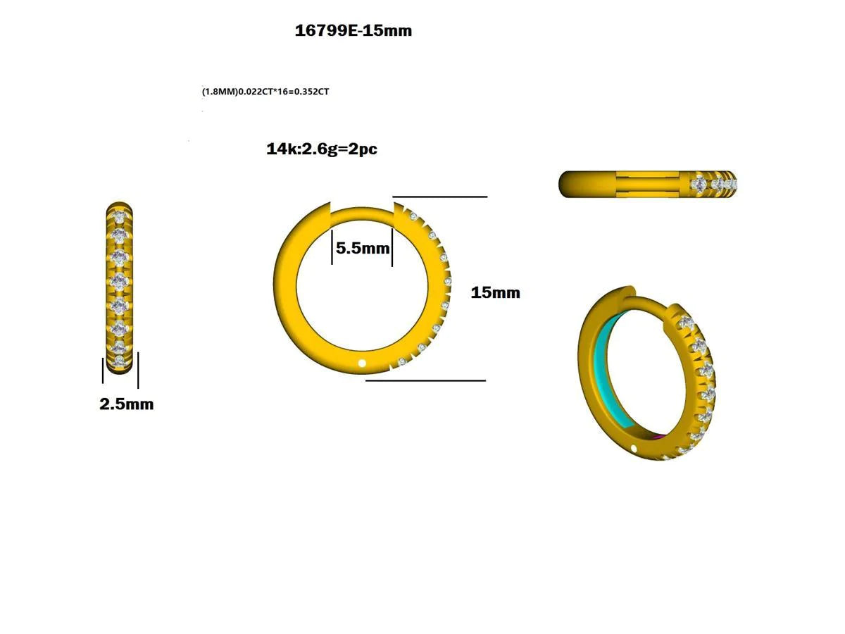 16799E-15MM Earring With Diamond