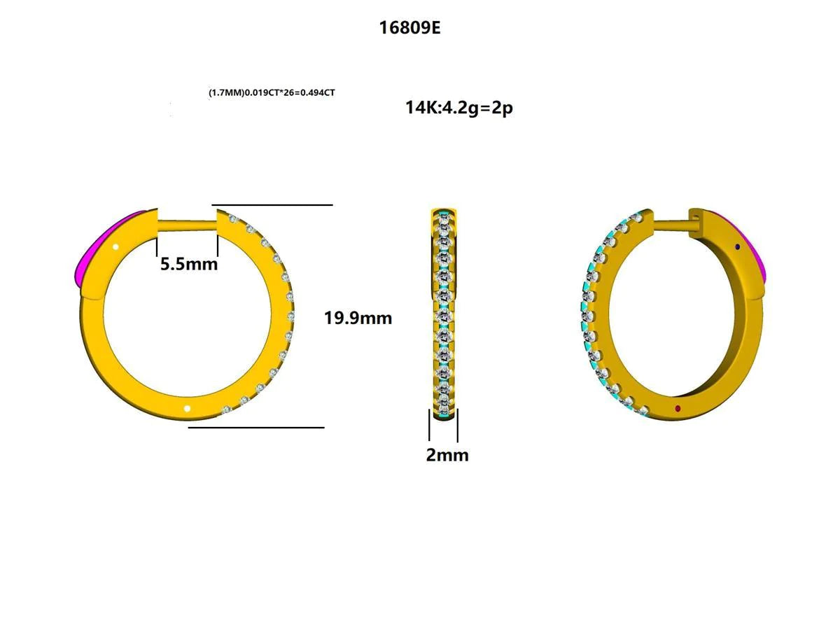 16809E-0.5CT Earring With Diamond