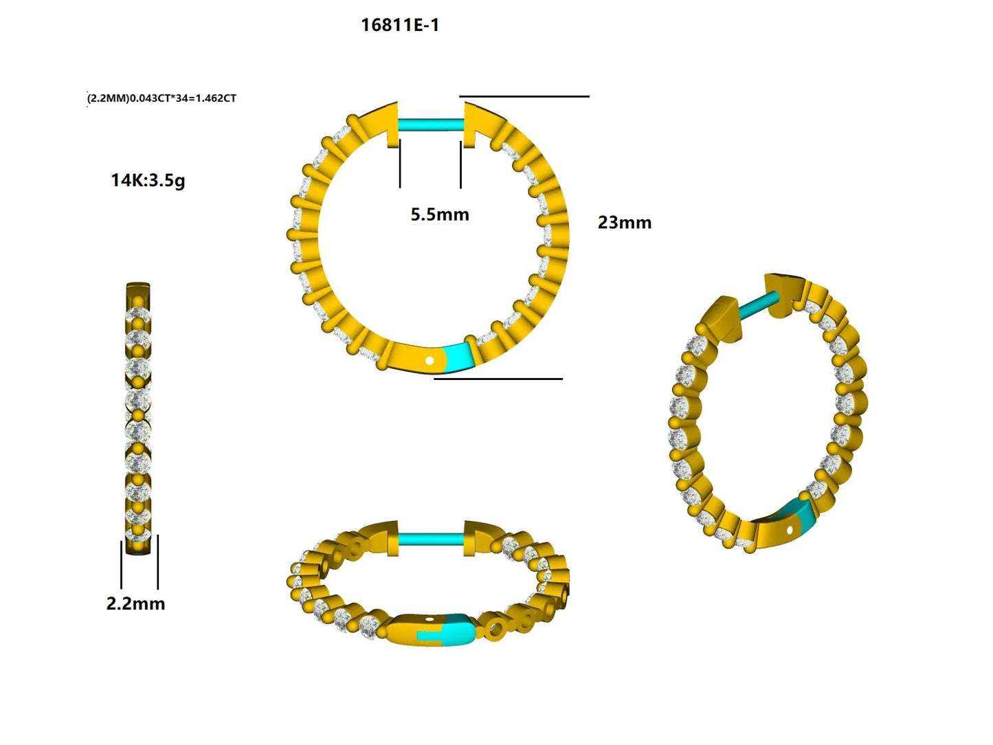 16811E Earring With Diamond