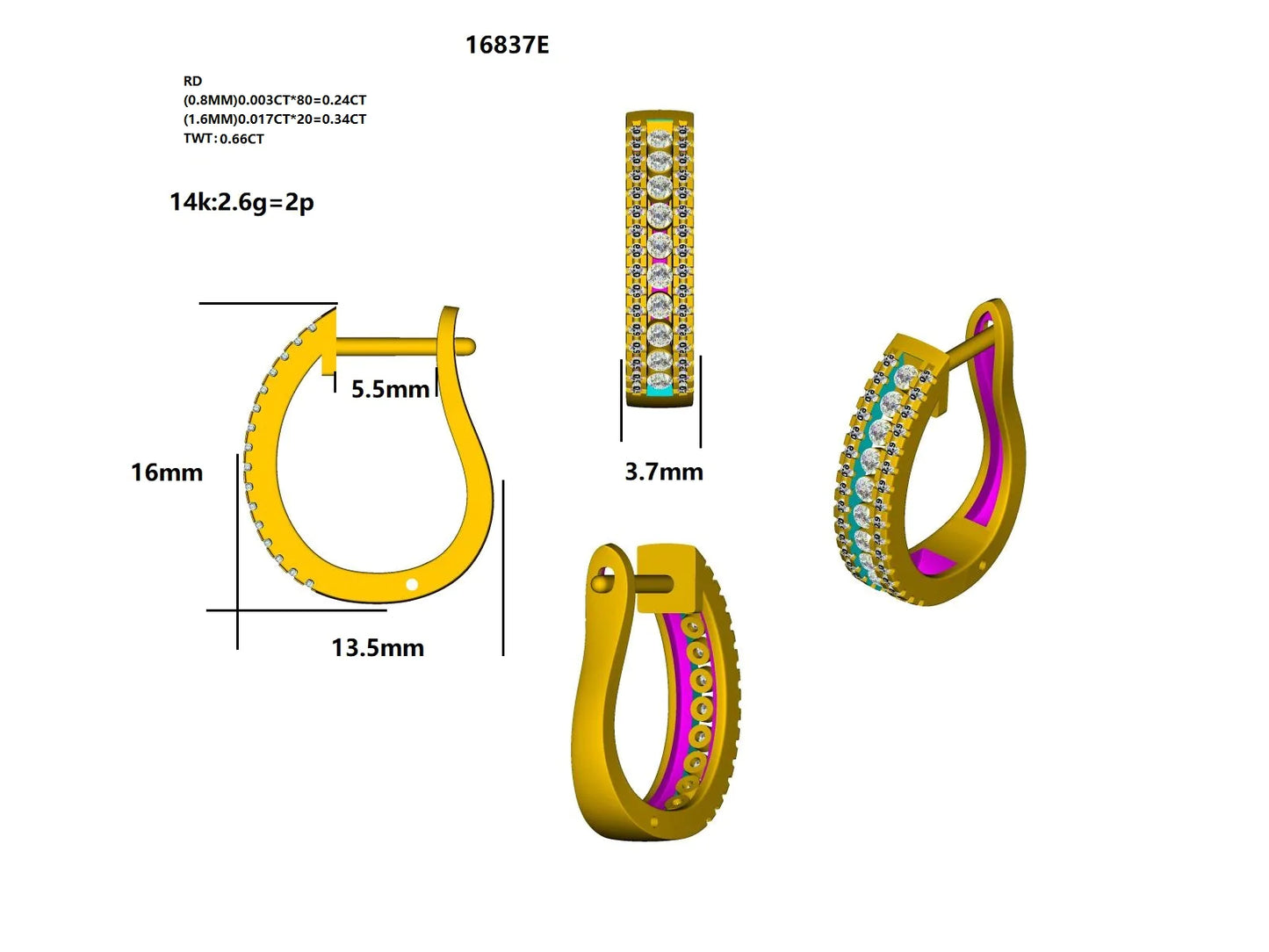 16837E Earring With Diamond