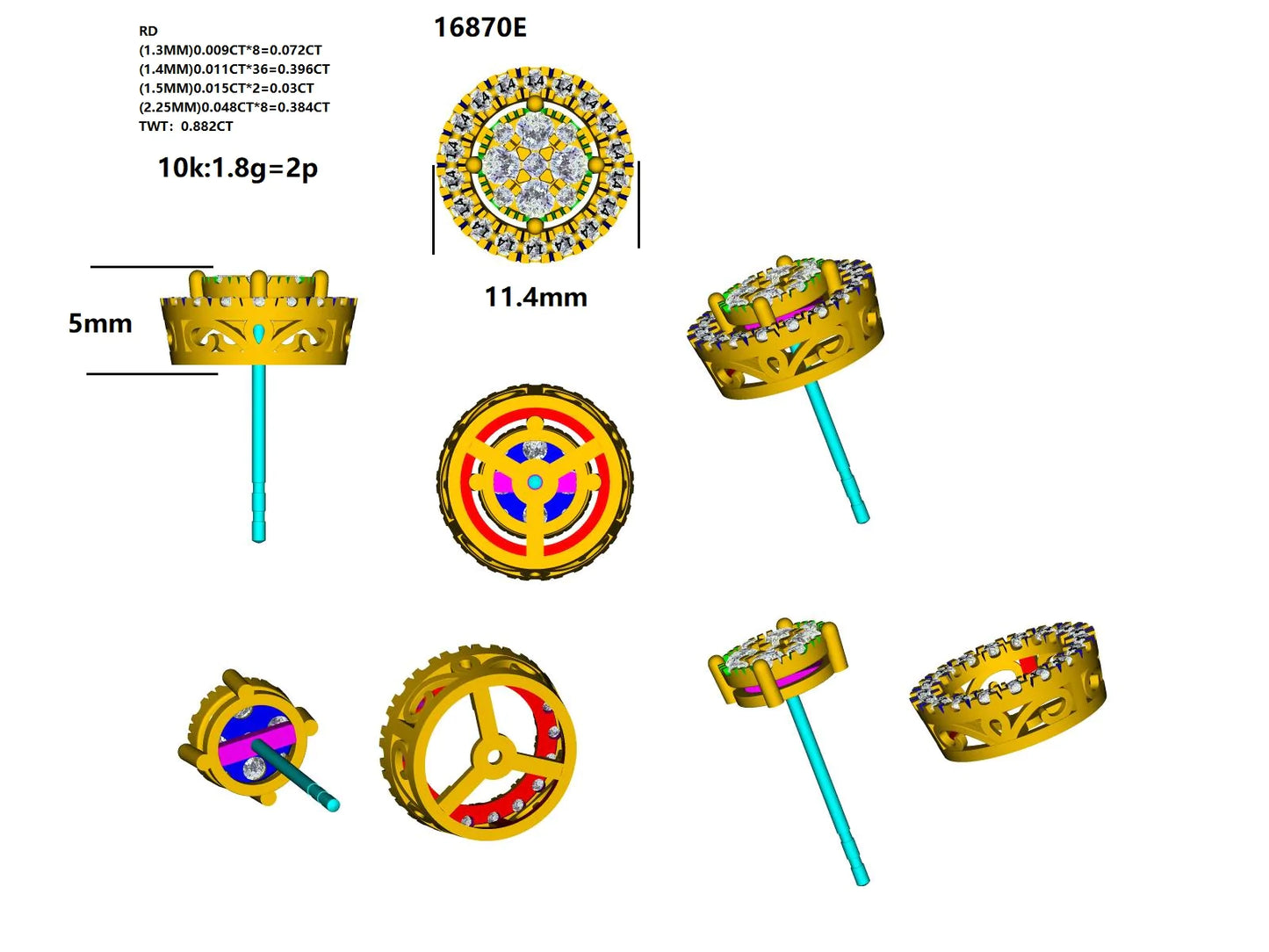 16870E Earring With Diamond