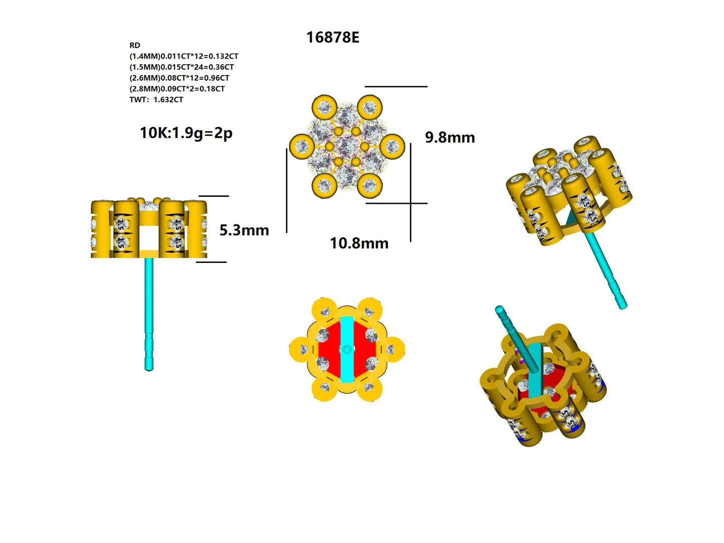 16878E Earring With Diamond
