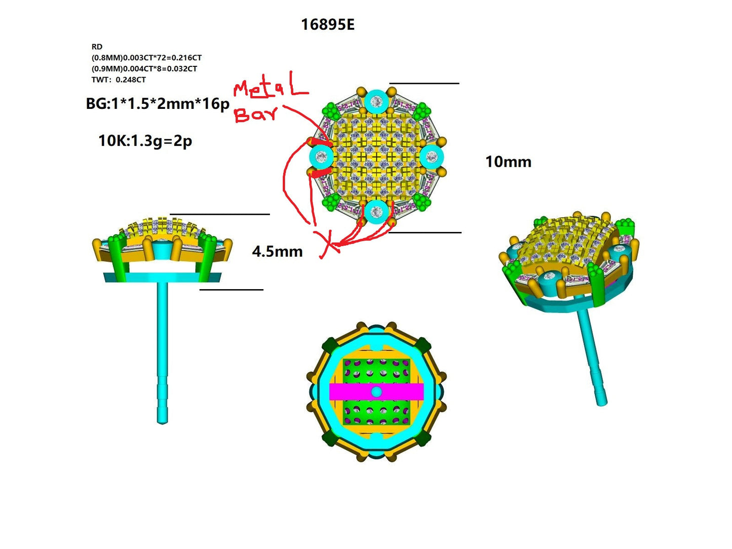 16895E Earring With Diamonds