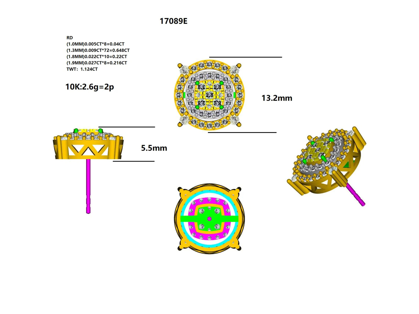 17089E Earring With Diamond