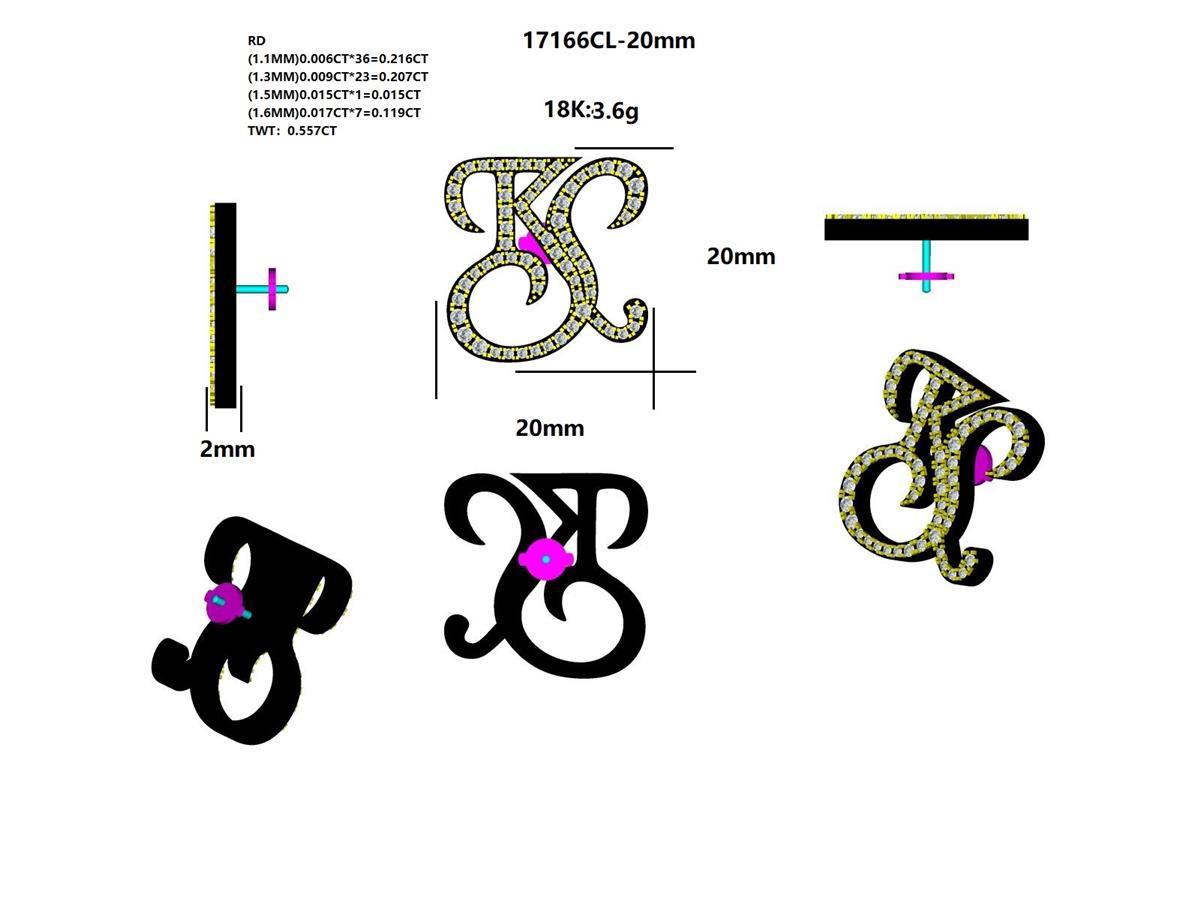 17166CL-20MM Cuff Link With Diamond