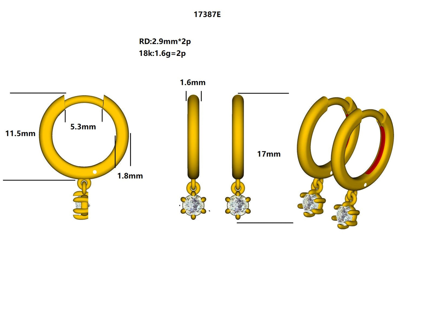 17387E Earrings With Diamond