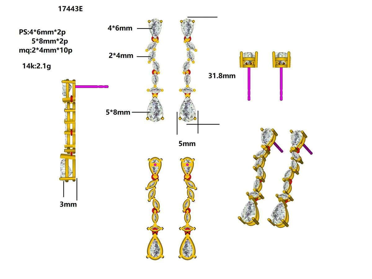 17443E Earring With Diamond