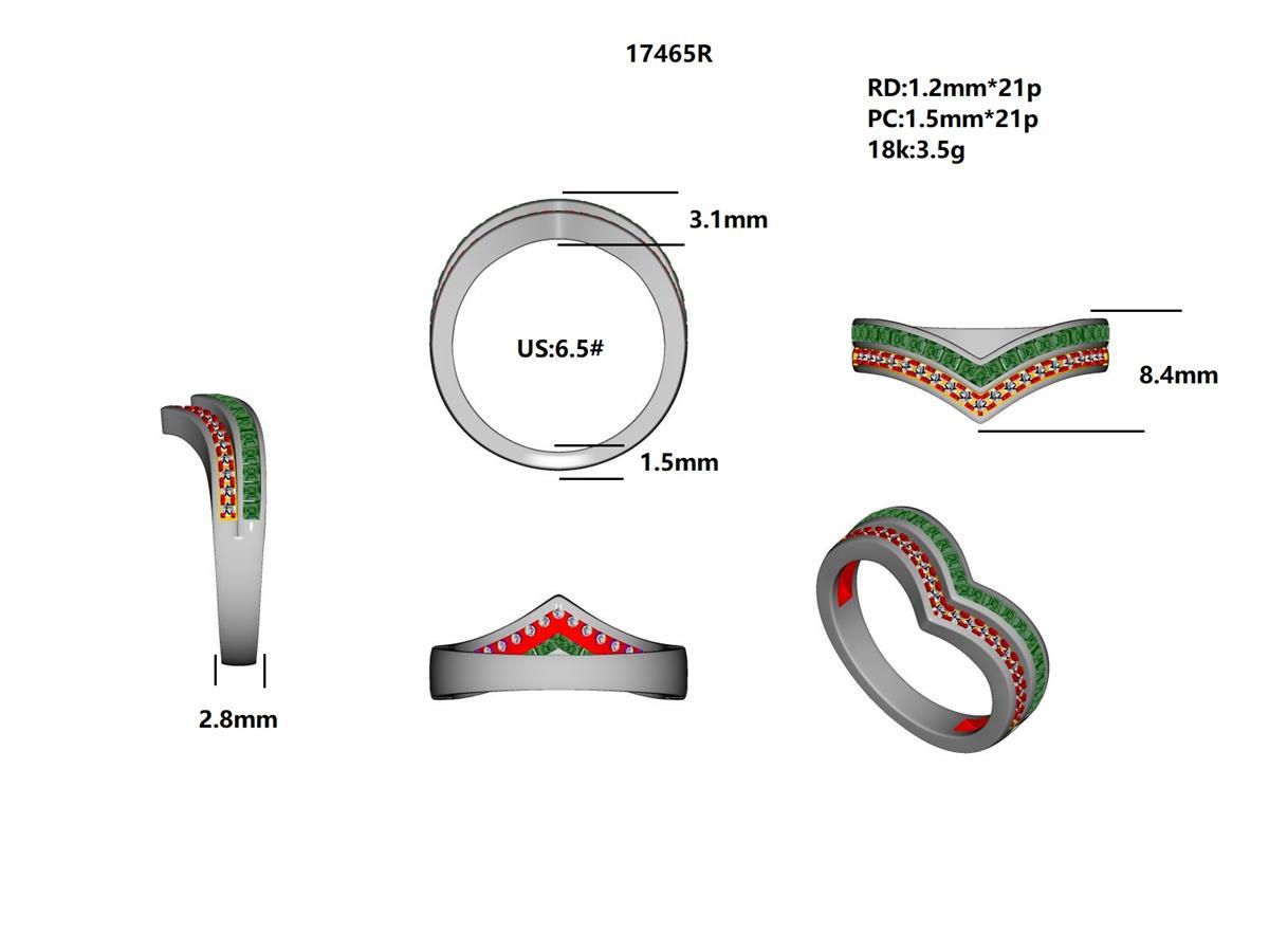 17465R Ring With Diamond & Gemstones