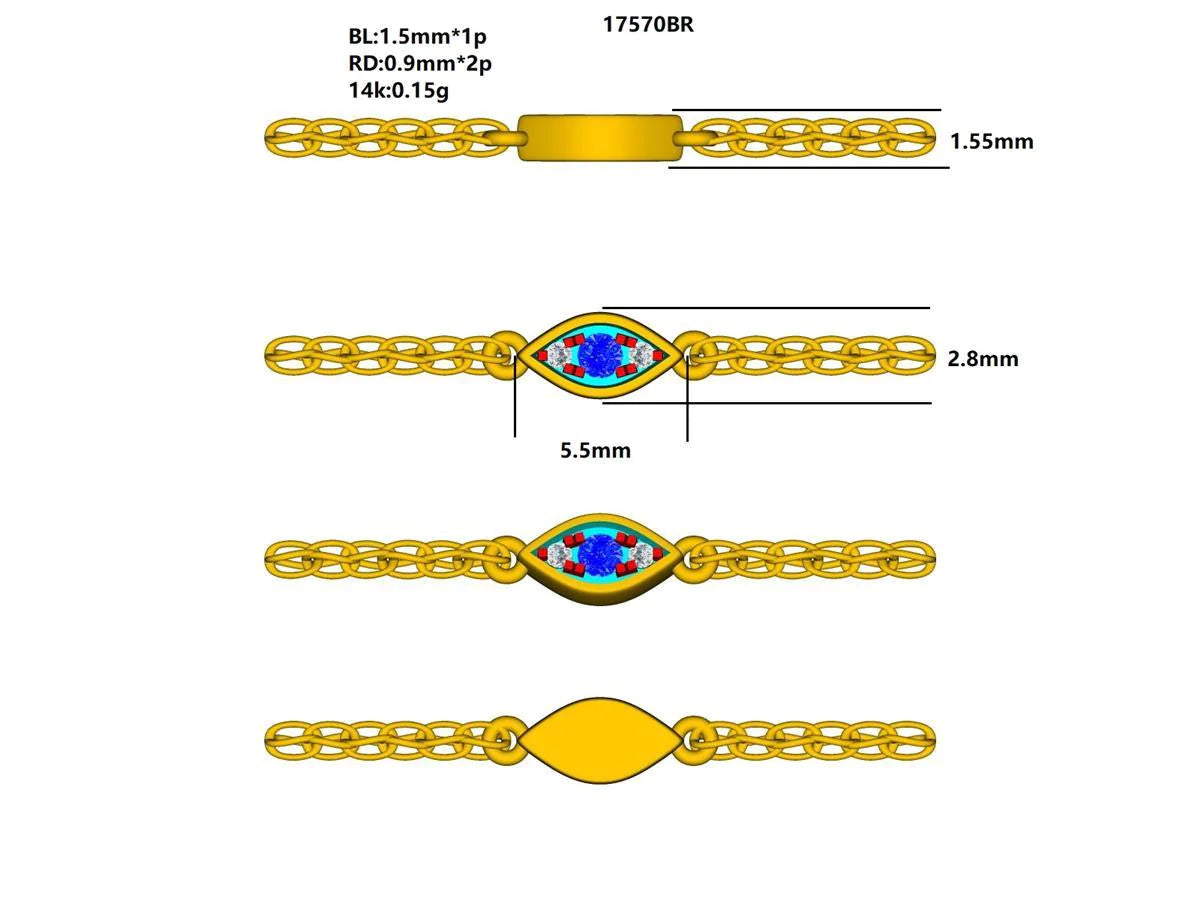 17570BR Bracelet With Diamond and Gemstone