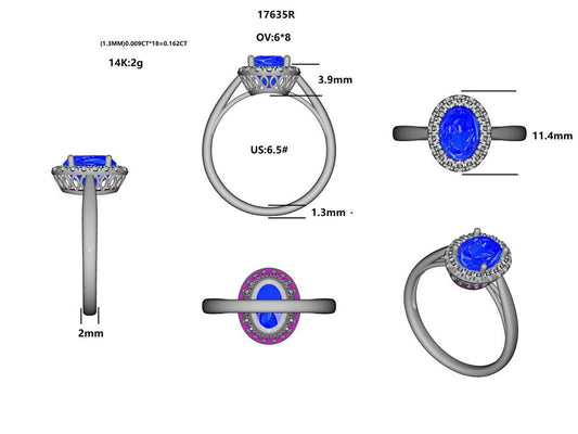17635R-OV8X6 Ring With Diamond & Gemstone