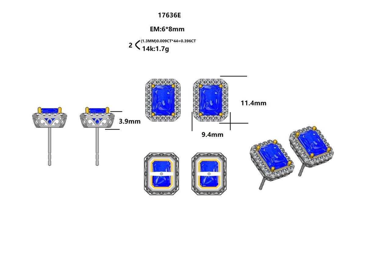 17636E-EM8X6 Earrings With Diamond & Gemstone