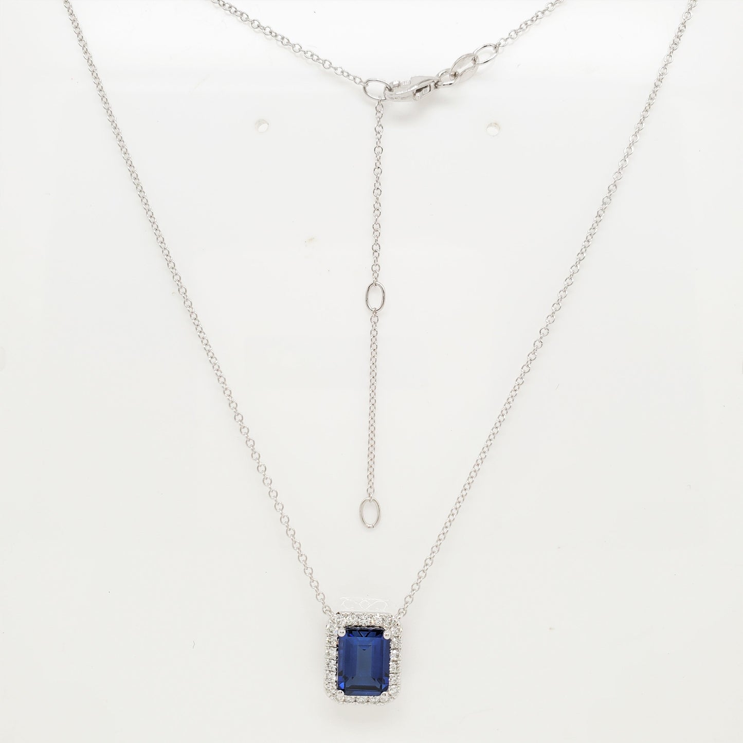 17636P-EM8X6 Necklace With Diamond & Gemstone