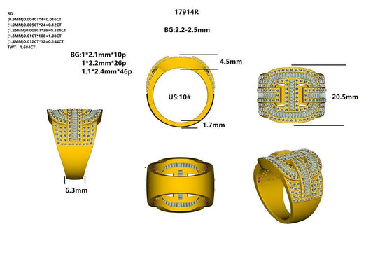17914R - Men's Ring with Diamonds