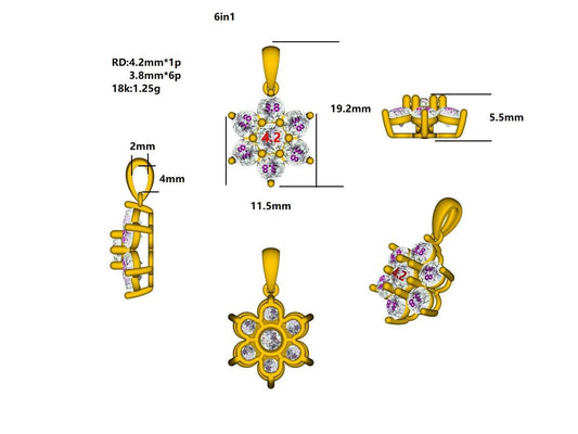 1/5CTW Cluster Flower Chain Pendant