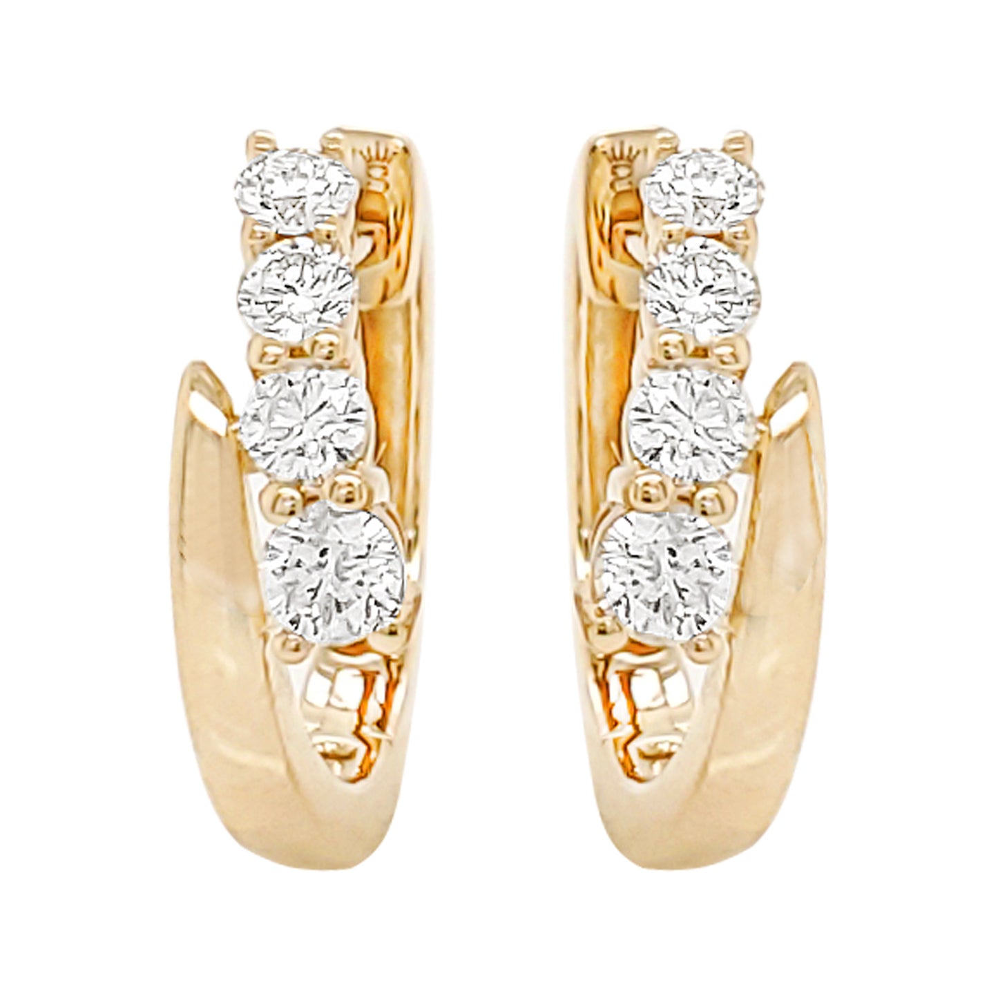 14K Solid Gold Diamond Hoop Earrings: Dainty Fine Jewelry