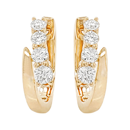 14K Solid Gold Diamond Hoop Earrings: Dainty Fine Jewelry