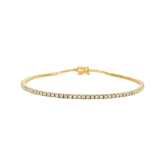 14K Solid Gold Diamond Tennis Bracelet, 1.0 CTW, 7 Inch