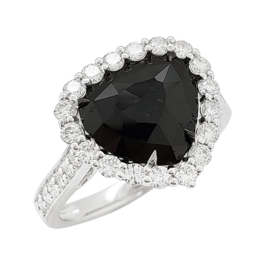 14k Gold Trillion Black Diamond Halo Ring | 2 2/5 CTW Engagement Ring