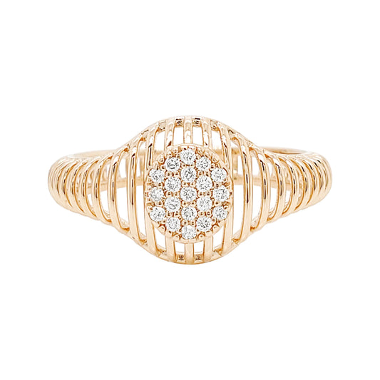 14K Gold Diamond Cluster Cage Ring - Modern Unisex Jewelry