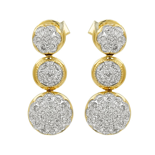 14K Yellow Gold Light Brown Diamond Cluster Dangle Earrings | Dome Jewelry
