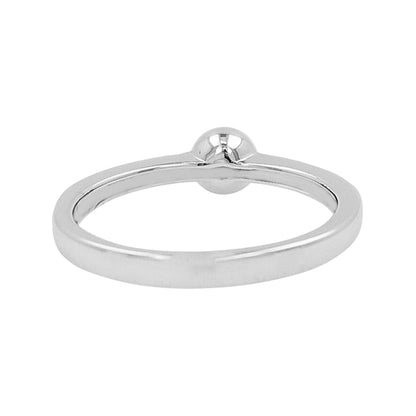 14K White Gold Bezel Blue Sapphire Light Brown Diamond Ring | Stacking Band