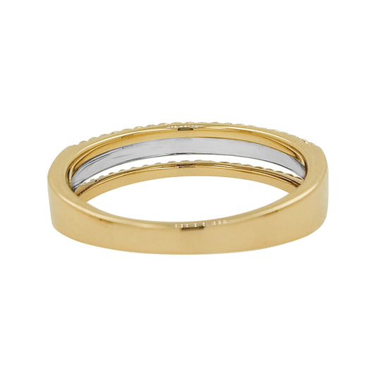 14K Two-Tone Gold Light Brown Diamond Band Ring | Rope Texture Stackable