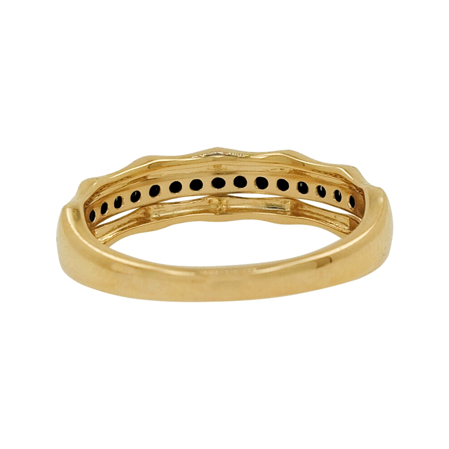 14K Gold Black Diamond Bamboo Ring | Stacking Wedding Band