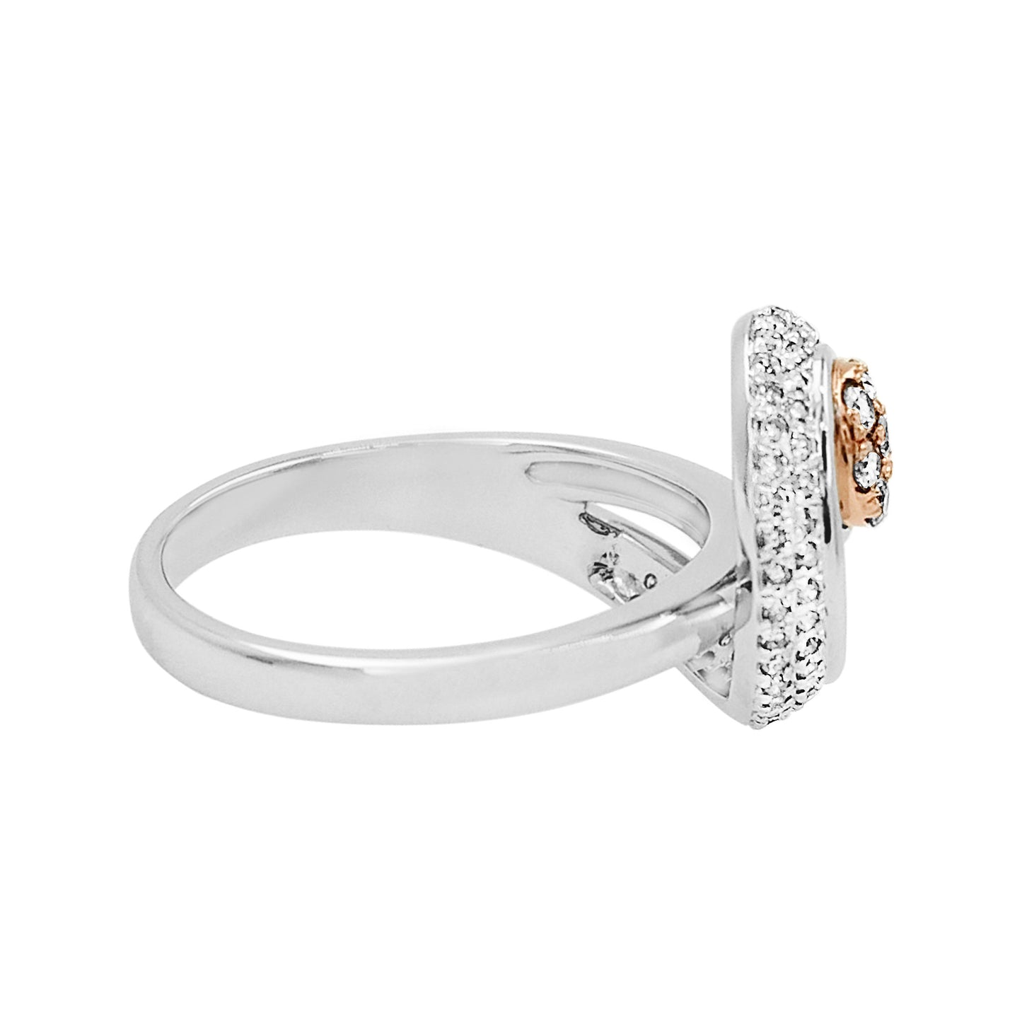 14K White Gold Light Brown Diamond Swirl Ring | Rose Gold Two-Tone Jewelry