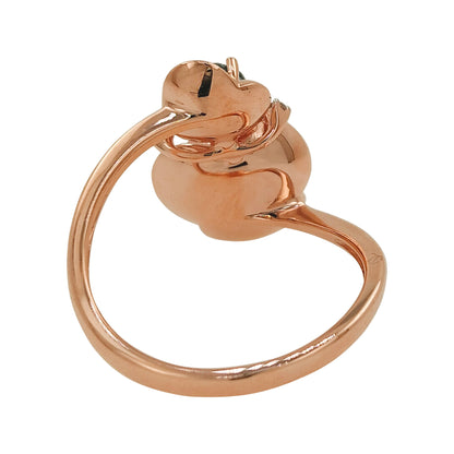 14K Rose Gold Blue Topaz Rose Quartz Diamond Ring, Toi Et Moi