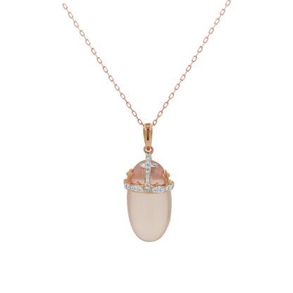 14K Gold Holy Cross Diamond Pendant | Blue Topaz/Rose Quartz/ Red Quartz Necklace