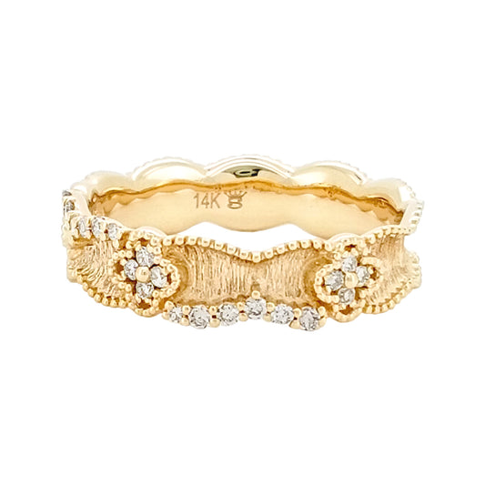 14K Yellow Gold Diamond Band Ring, 1/5 CTW Minimalist Anniversary Gift