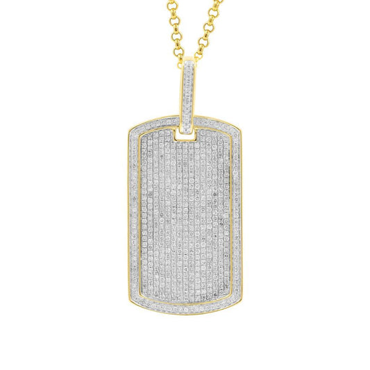 11757P SILVER DOG TAG PENDANT WITH DIAMOND
