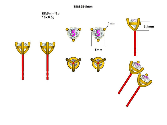 15889E-5.0MM Earring With Diamond