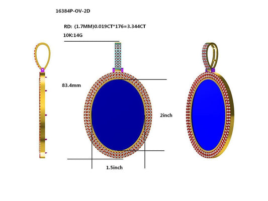 16384P-OV1.5X2 Pendant With Diamond