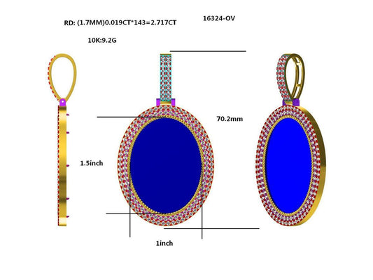 16384P-OV1X1.5 Pendant With Diamond
