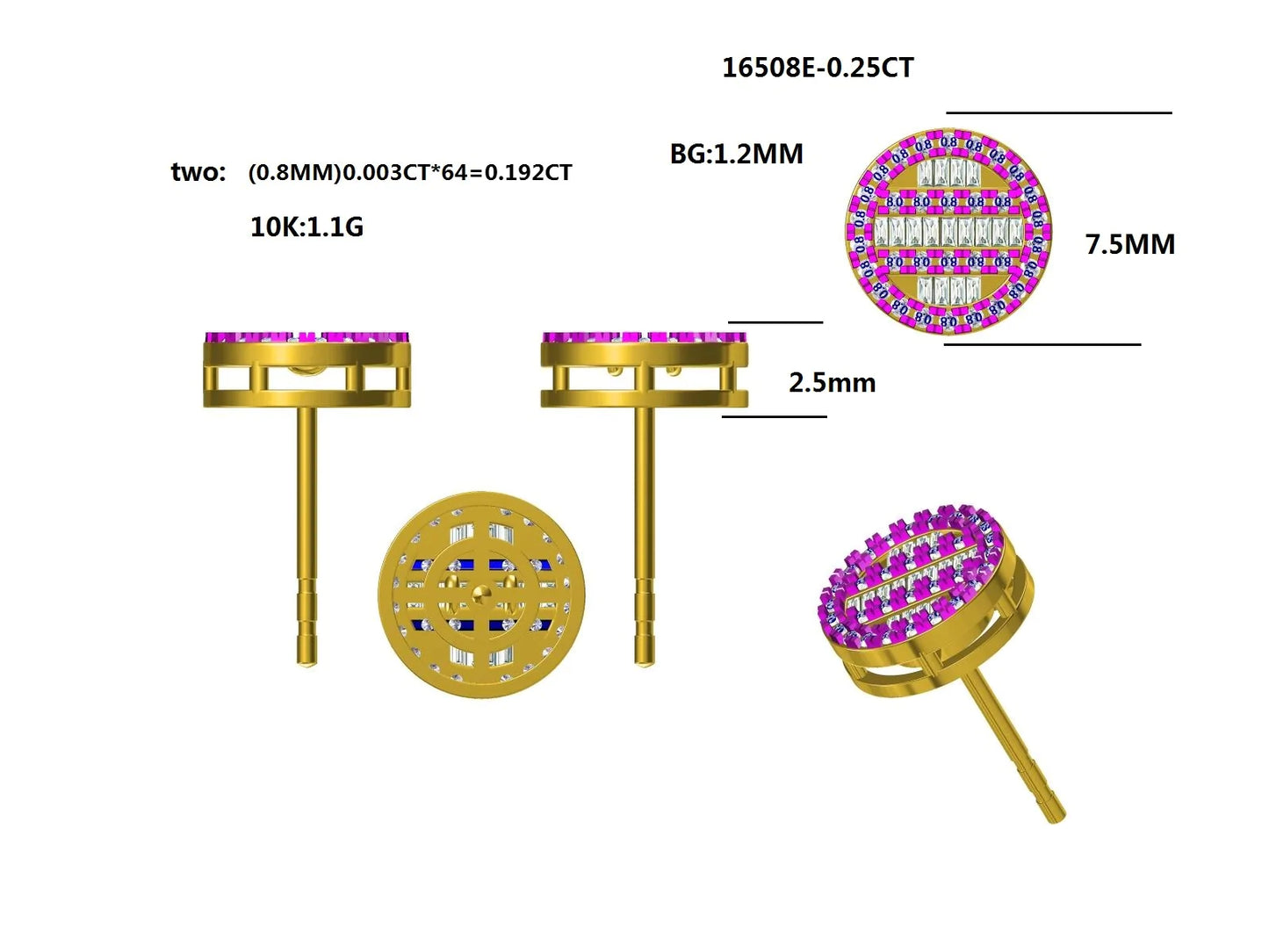 16508E-0.25 Earring With Diamonds