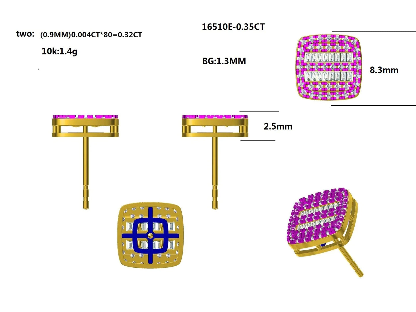 16510E-0.35CT Earring With Diamonds