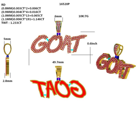 16520P 10K GOLD PENDANT WITHOUT CHAIN WITH DIAMOND