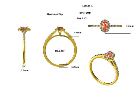 16558R-OV5X3MM Ring With Diamond