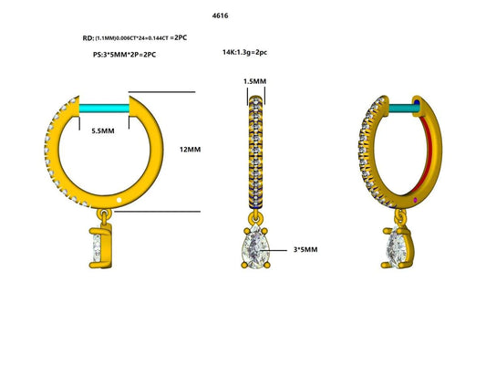 16661E-PS Earring With Diamond