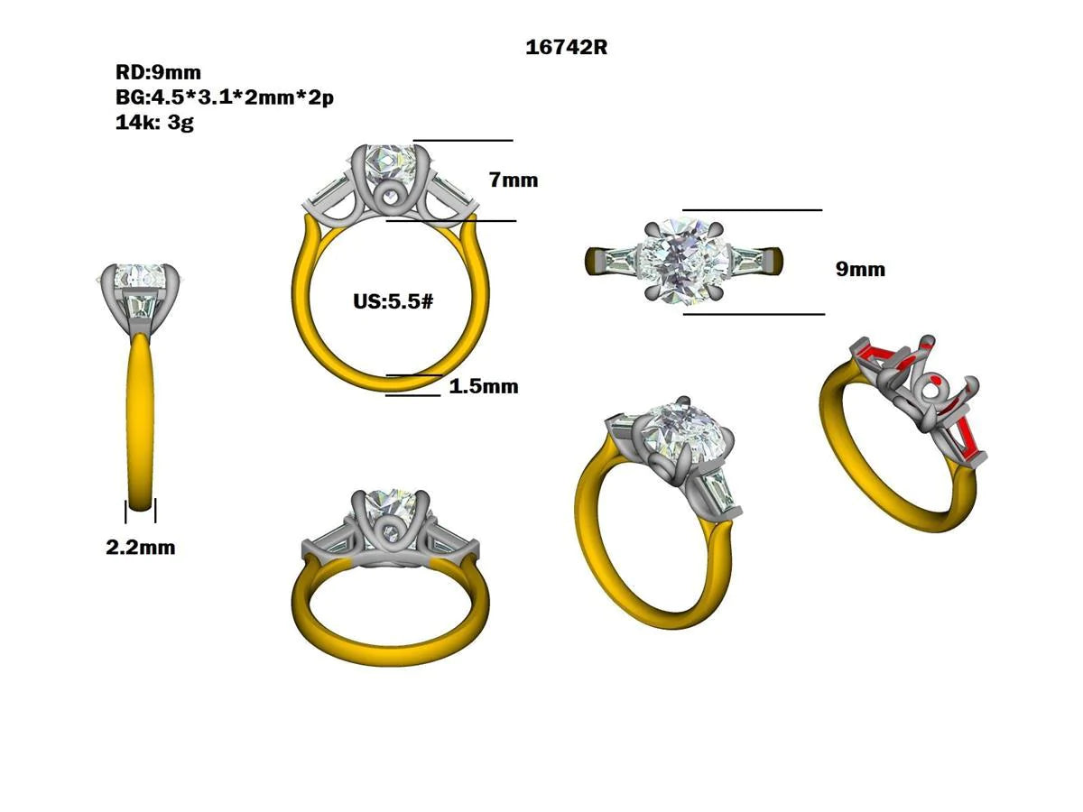 16742R Ring With Diamond & Gemstone