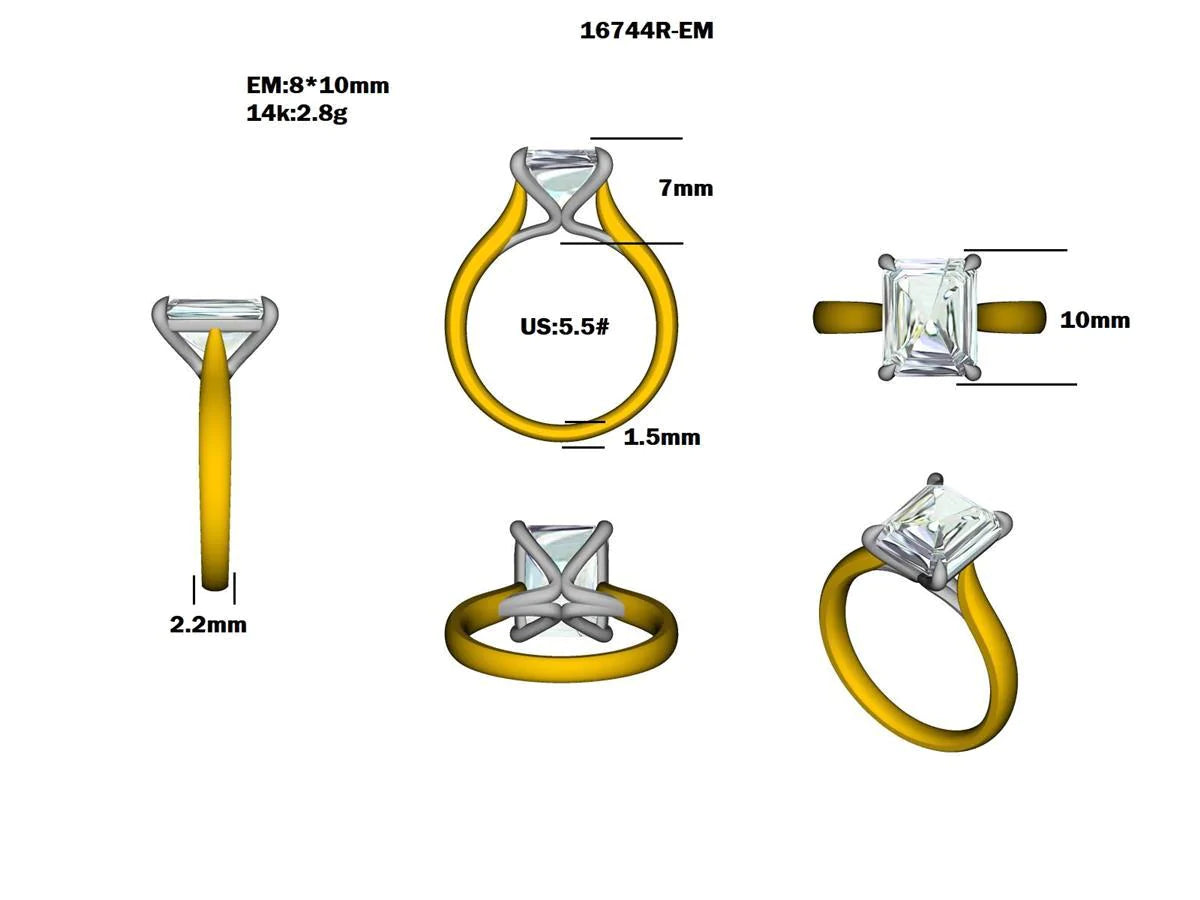 16744R-EM Ring With Diamond & Gemstone